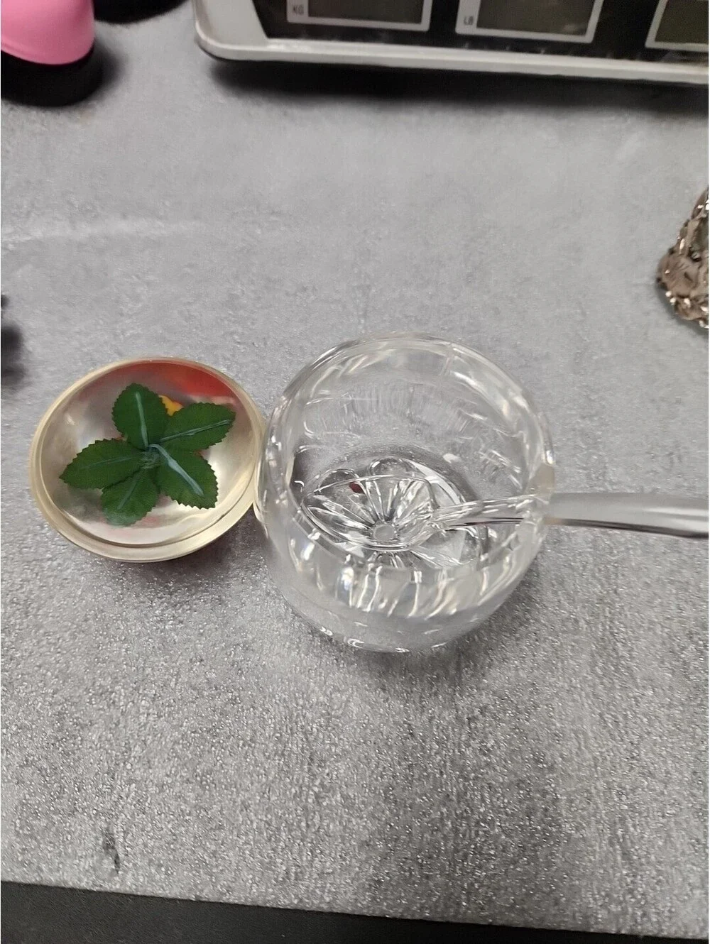 Vtg Lucite Perspex Acrylic Jam Pot with Fruit Lid Asorable!